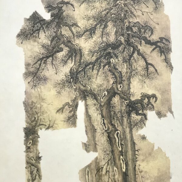 Eternal Roots: Ancient Pine in Contemplative Ink Wash