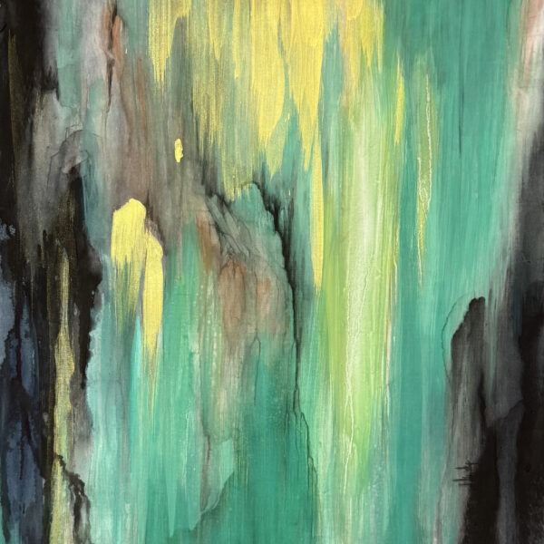 The Golden Cascade: A Symphony of Life in Abstract Shanshui